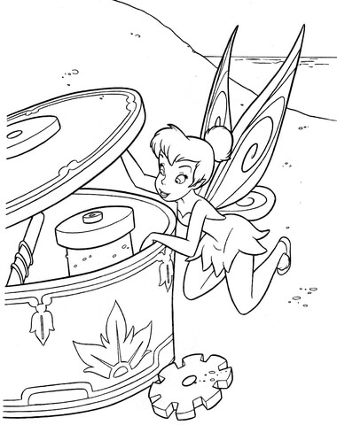 Tinker Bell Is Looking Inside Of Musical Box Coloring Page